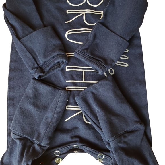 Blue and White "Little Brother" Onesie. Newborn - Picture 7 of 7